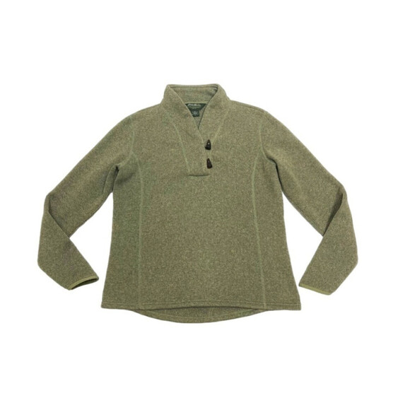 Eddie Bauer green polar fleece size L green tusks shape buttons woman’s - Picture 1 of 12